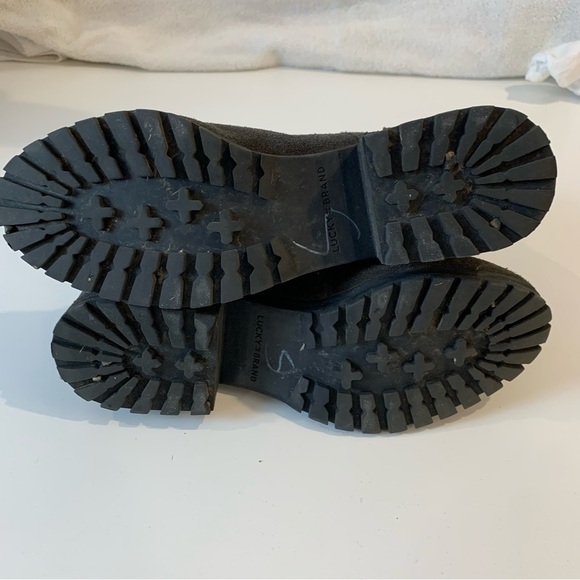 Lucky Brand 8.5M Dark Grey Suede Heeled Fold Over Women’s Ankle Booties - Picture 5 of 8